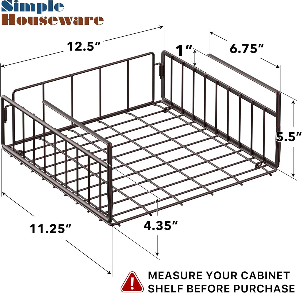 Simple Houseware Under Shelf Basket, Bronze - 2 Pack