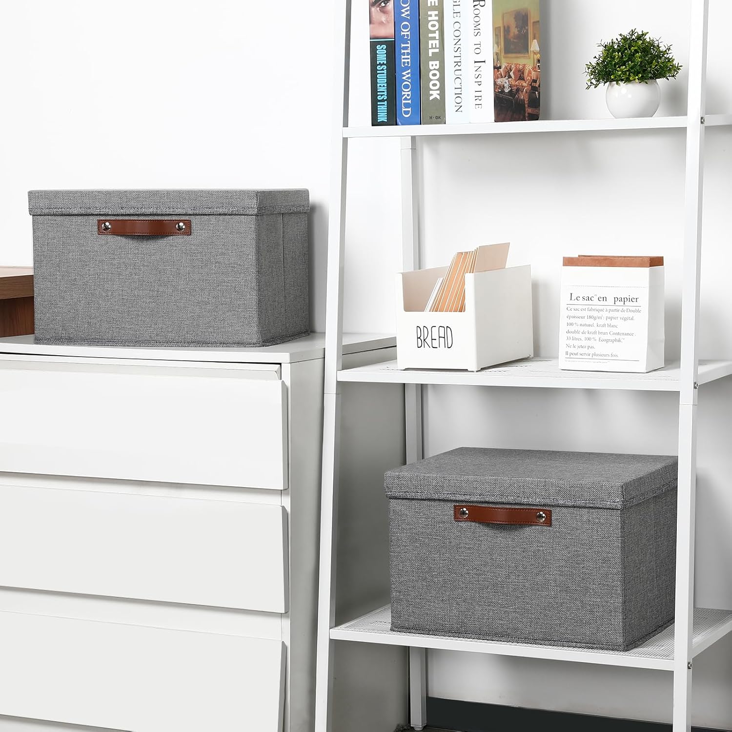 Temary Storage Bins with Lids 2-Pack Large Foldable Storage Baskets with Lid, Fabric Storage Bin for Organizing Home (Grey, 15x11x9.5inch)