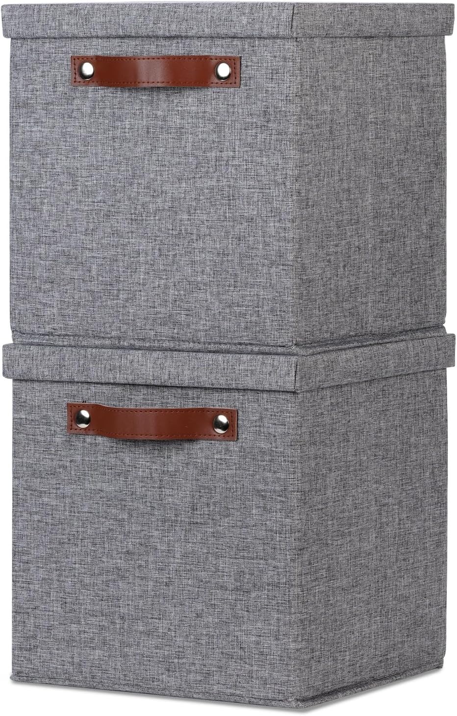 Temary Foldable Fabric Storage Bins with Lids, 2-Pack Storage Bin for Organizing Living Room, Closet Organization, Multi-Purpose Storage Boxes for Clothes (Grey, 10.5x10.5x10.5 inch)