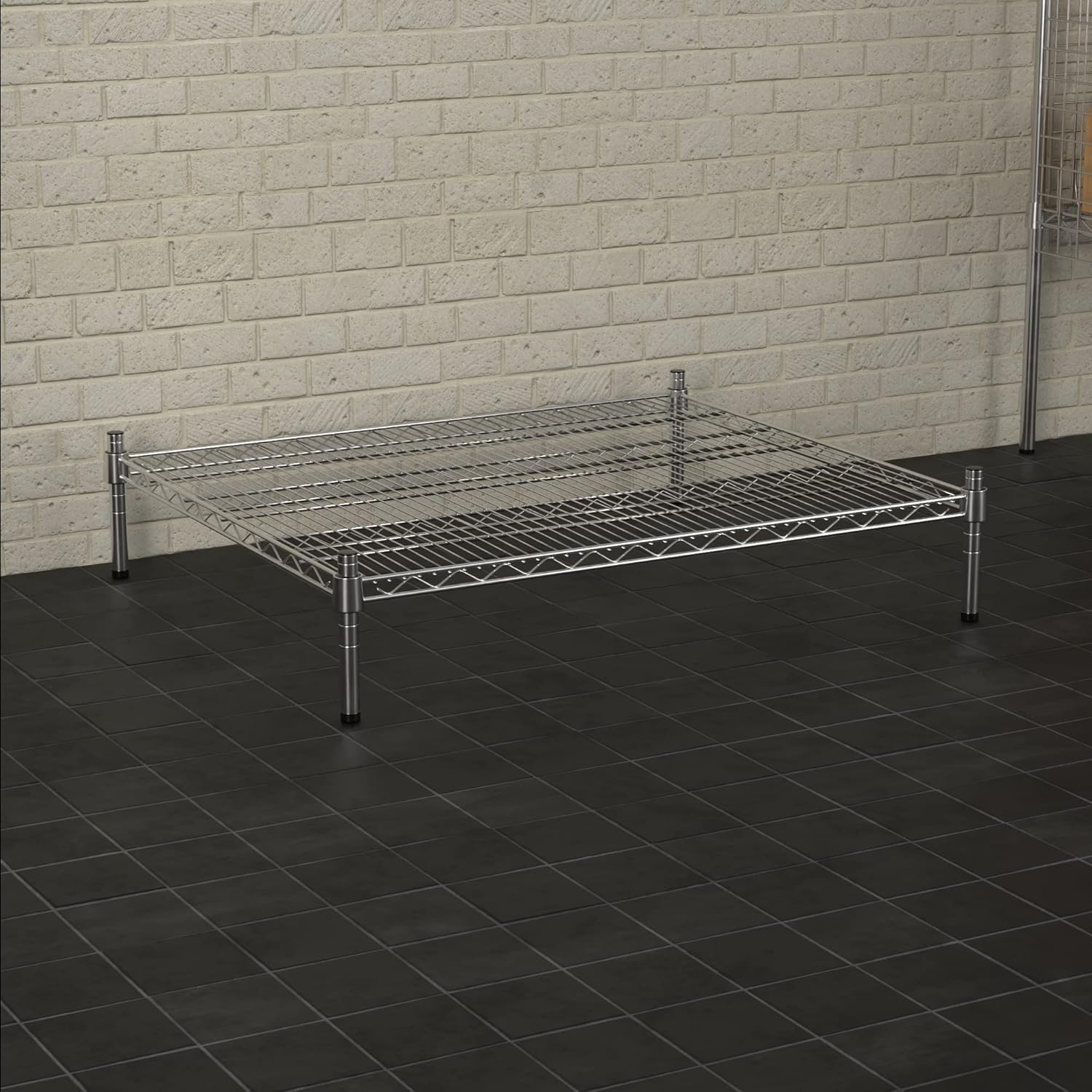 30" x 36" NSF Chrome Wire Stationary Dunnage Storage Rack with 8" Posts, Ideal for Commercial Kitchen, Home, Garage, Warehouse, Shelters