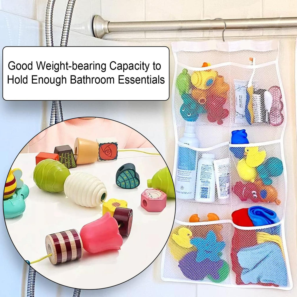 Quick Dry Fabric Bath Mesh Pockets Shower Organizer with 6-Pocket