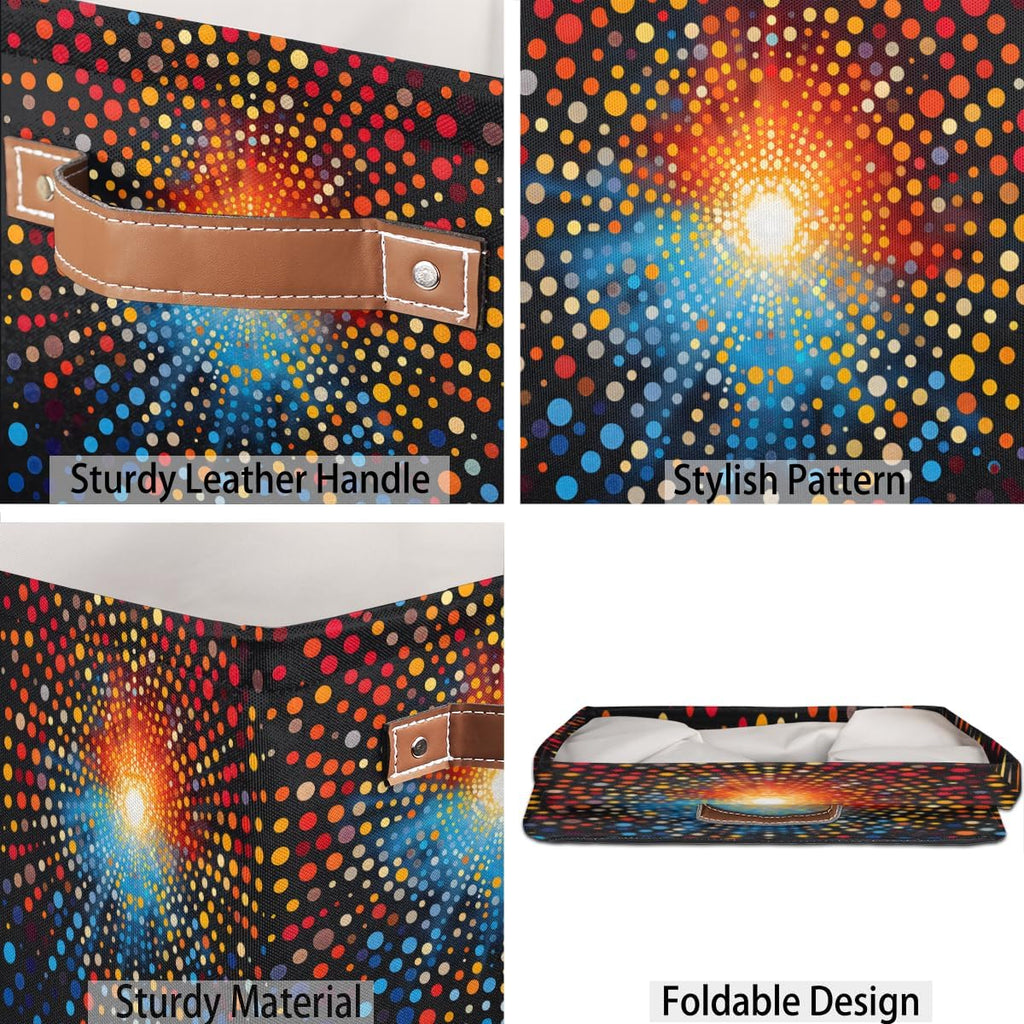 TropicalLife 13x13x13 Inch Large Fabric Storage Cube Colorful Polka Dots Foldable Storage Bin with Handles Organizer Boxes Cube Basket for Shelves Organizing Closet