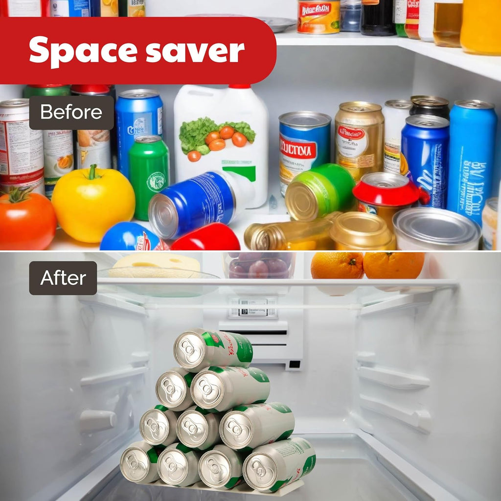 Fridge Monkey Mat - Wine & Soda Can Organizer for Refrigerator - Drink Organizer Holder Makes Cans & Bottles Stackable for Easy Storage - Space Saver for Refrigerator Organization - Cream (1 Pack)