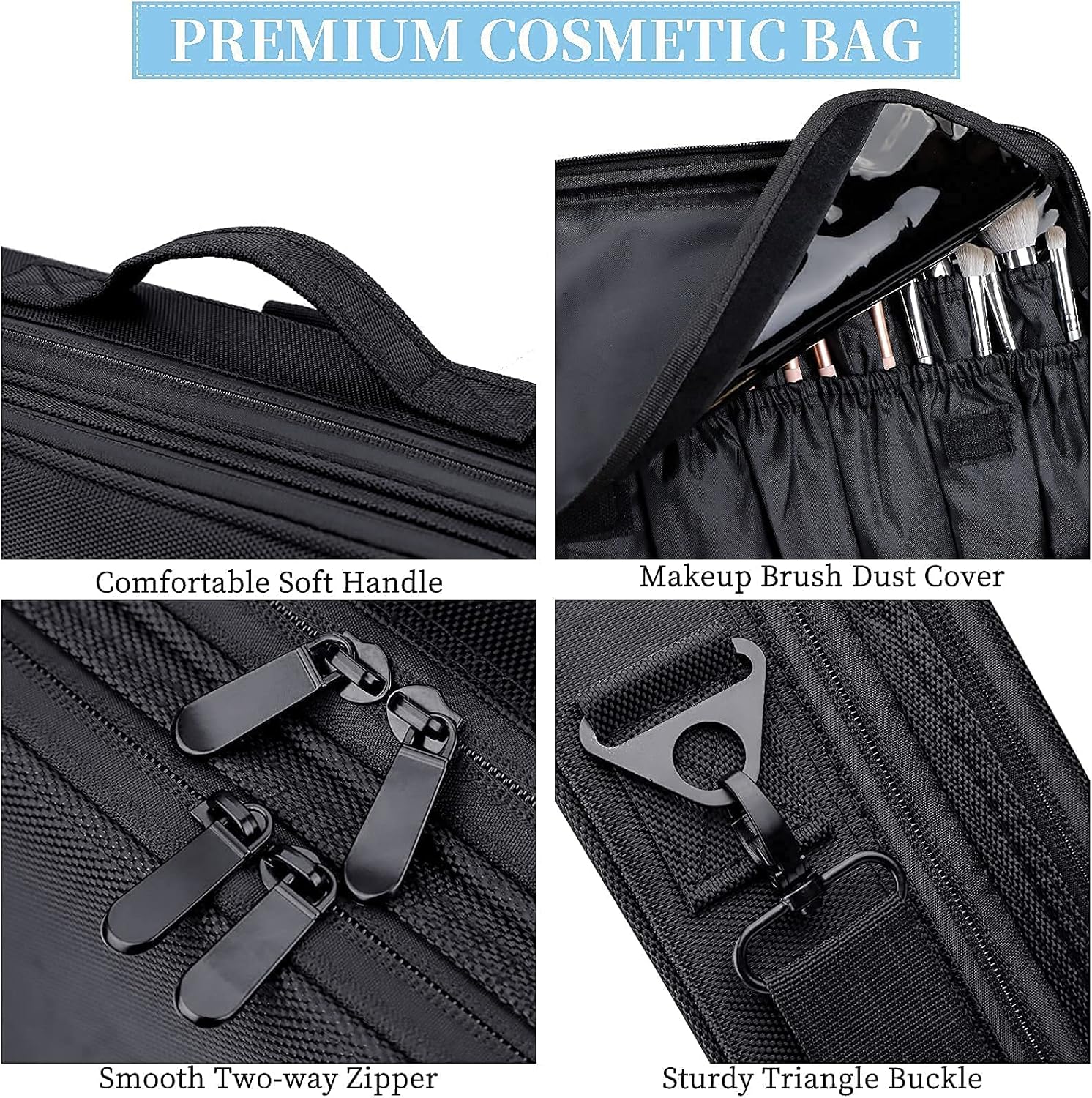 JOURMON Travel Makeup Train Case,Large Capacity Cosmetic Bags for Women,Portable Makeup Bag Organizer with Adjustable Dividers & Shoulder Strap