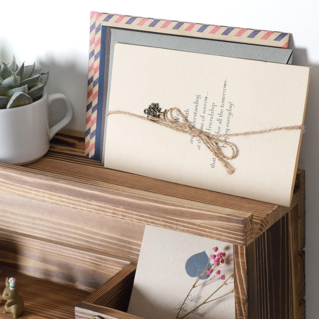 Innovation Key and Mail Holder for Wall, Key Holder Wall Mount, Mail Organizer with 9 Hooks, Light Brown