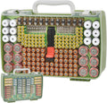 Battery Organizer Storage Holder Case with Double-Sided, Garage Box with Tester Checker. Batteries Container for 269pcs AA AAA AAAA 3A 4A 9V C D Lithium 4LR44 CR2 CR123A CR1632 CR2032 18650 -Green