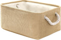 TheWarmHome Decorative Basket Rectangular Fabric Storage Bin Organizer Basket with Handles for Clothes Storage (Beige, Medium-1Pack,13.8L*9.8W*6.7H)