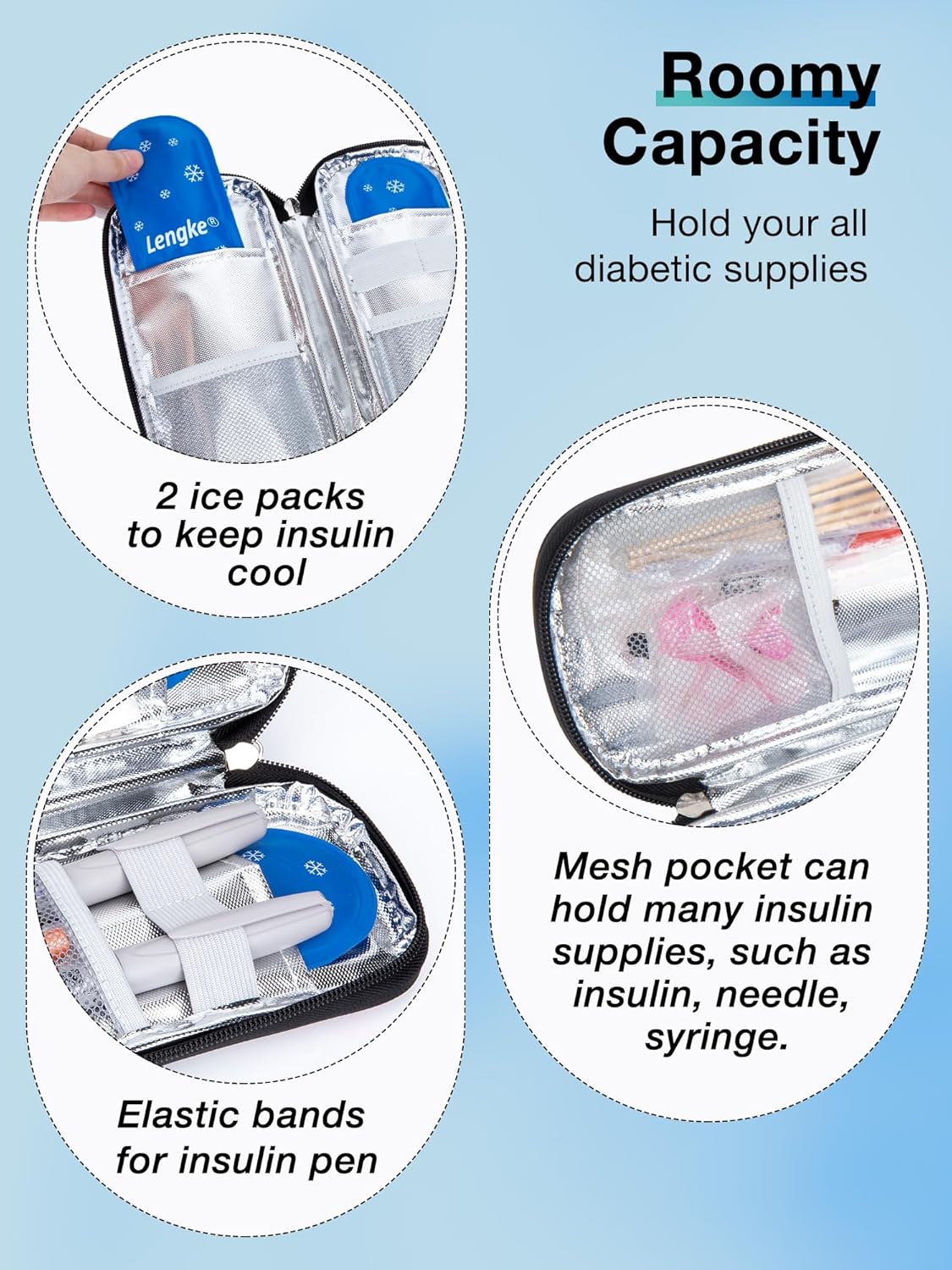 Insulin Cooler Travel Case TSA Approved, Insulin Pen Case, Medication Cooler for Travel (Flower)