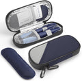 Insulin Travel Case Diabetic with 2 Reusable Ice Packs for Insulin Pen and Other Diabetic Supplies, Insulin Cooler Travel Case for The Daily Life and Trip, Dark Blue with Gray
