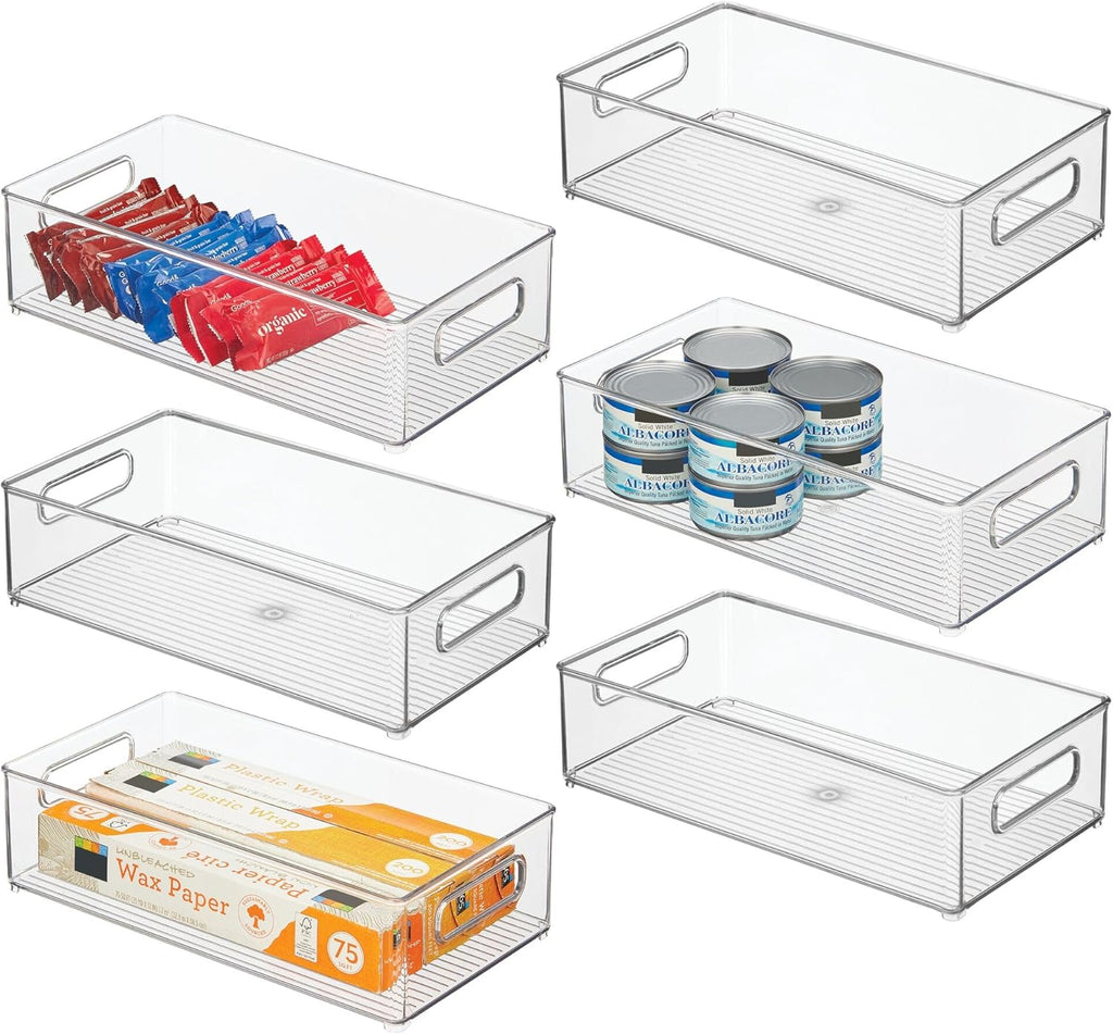 iDesign Stackable Fridge Bin - Kitchen Storage Bin for Pantry, Cabinets, or Fridge, Set of 6, Clear