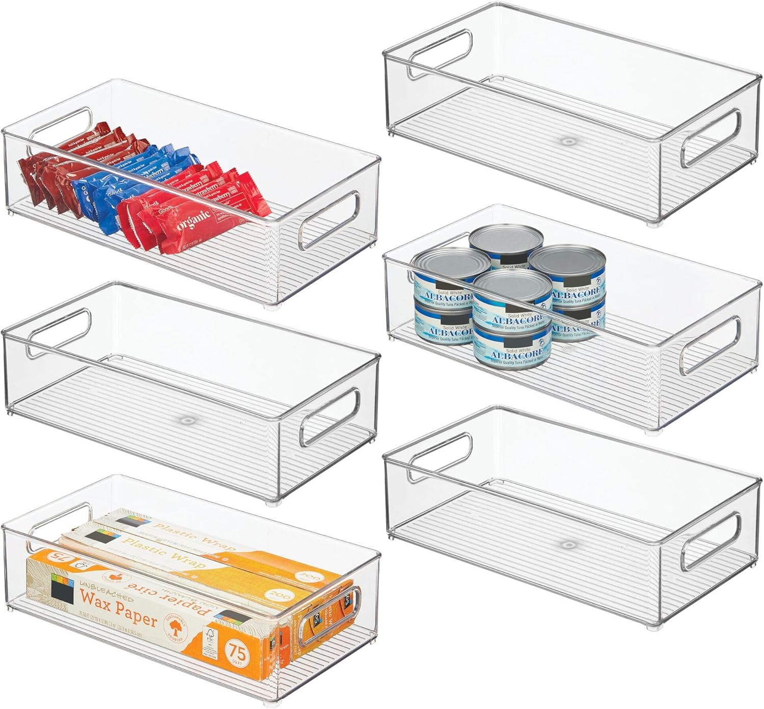 iDesign Stackable Fridge Bin - Kitchen Storage Bin for Pantry, Cabinets, or Fridge, Set of 6, Clear