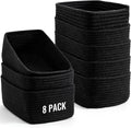 8 Pack Small Storage Baskets for Organizing, Woven Rope Bins for Bathroom, Closet, Shelf Organizer, Cute Cube Decorative Box for Towels, Baby Nursery, Toys, Gift Empty Baskets - 11.5"x7.5"x4.7"-Black