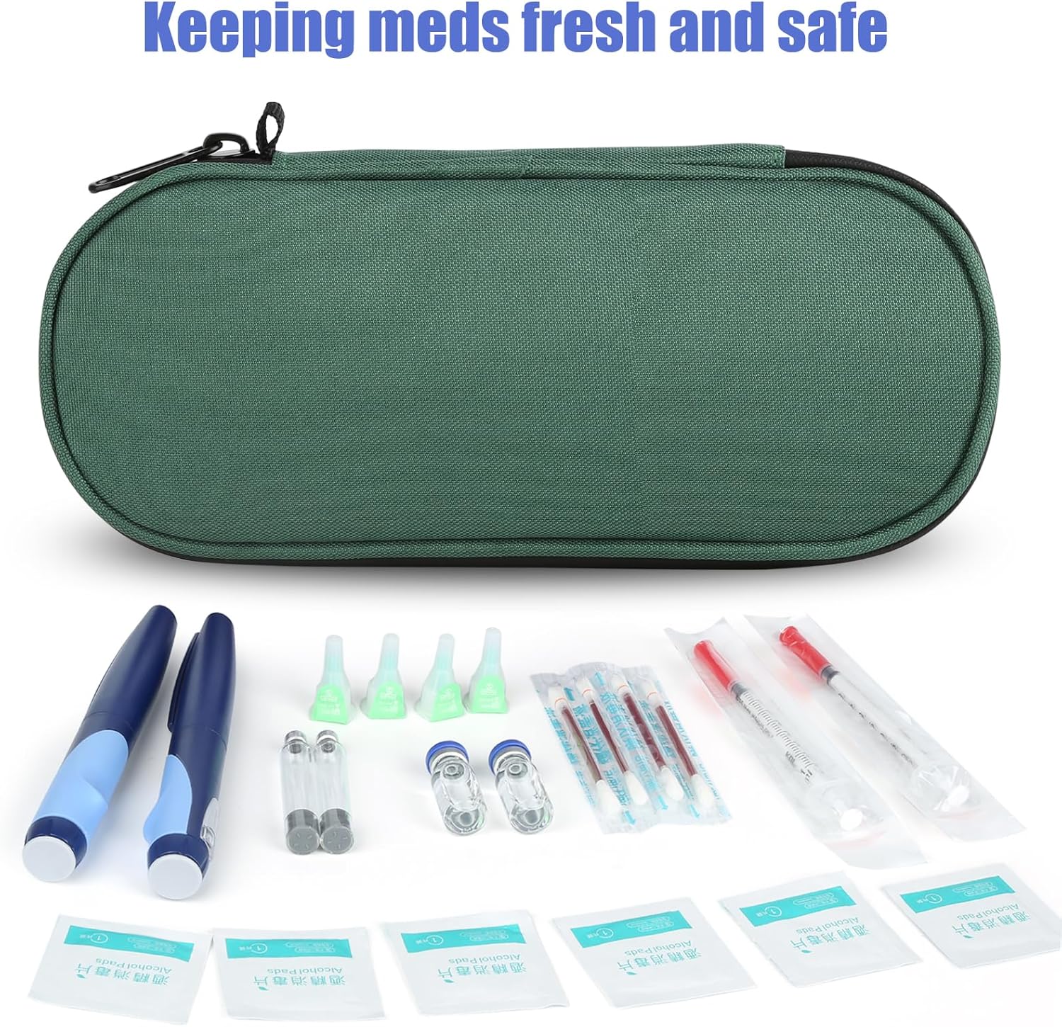 Insulin Pen Cooler Travel Case with TSA Approved Ice Packs,Diabetic Medication Insulated Cool Organizer,Insulin Pen and Other Diabetic Supplies, for the Daily Life and Trip Green