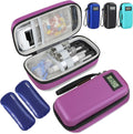 Insulin Cooler Travel Case, Portable Temperature Display Medicine Travel Cooler, Diabetes Case with 2 Reusable Ice Packs TSA Approved for Diabetic Supplies Patent Pending(Purple)