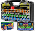 Battery Organizer Storage Holder Box Case with Tester, New Ultra-Large 285+Batteries Double-Sided Variety Pack, Holds AA AAA 4A C D 9V 3V Button Cell Lithium18650 CR2 CR123 CR1632 LR44 - Black