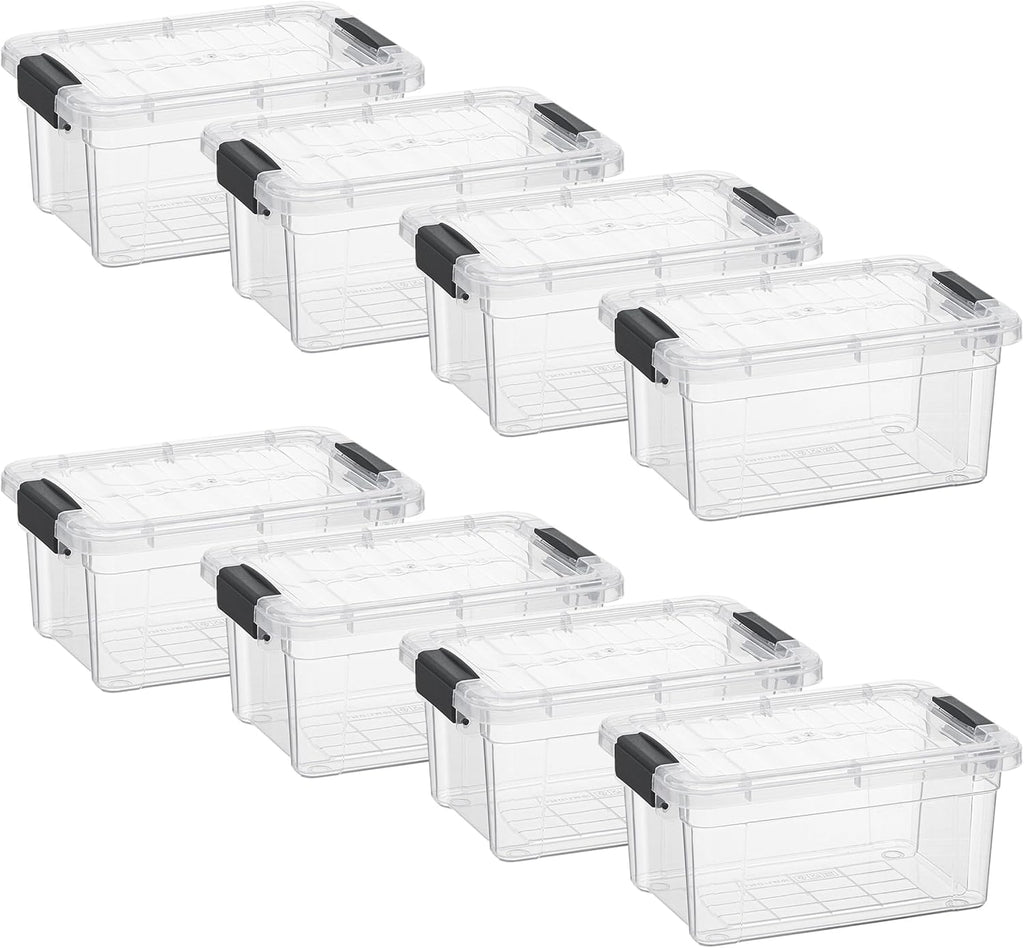 Superio Storage Bins with Lids- 8 Pack, 1.85 Qt Clear Boxes for Organizing, Stackable Plastic Containers- BPA Free, Non-Toxic, Odor Free, Organizer for Home, Office, Dorm