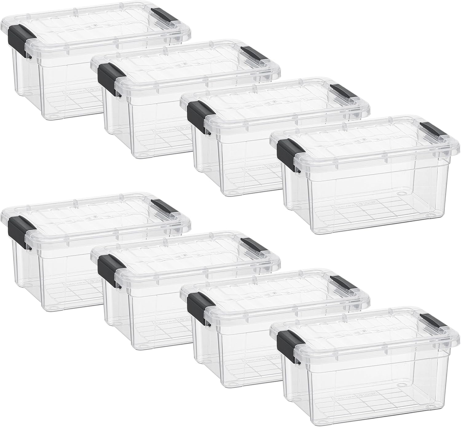 Superio Storage Bins with Lids- 8 Pack, 1.85 Qt Clear Boxes for Organizing, Stackable Plastic Containers- BPA Free, Non-Toxic, Odor Free, Organizer for Home, Office, Dorm