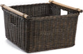 The Basket Lady Deep Pole Handle Wicker Storage Basket, Extra Large, 17.5 in L x 18 in W x 11.5 in H, Antique Walnut Brown