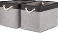 Bidtakay Fabric Storage Baskets with Handles [2-Pack] Large Canvas Organizer 16" X 11.8" X 11.8" Foldable Tall Baskets Rectangular Gift Basket Decorative Storage Bins for Closet, Home(Black&Grey)