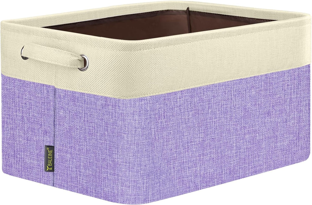 BALEINE 1 Pack Fabric Storage Bins for Shelves, Linen Storage Baskets for Organizing, Decorative Closet Bins for Clothes, Home (Lavender, 17''x13''x10.5'')