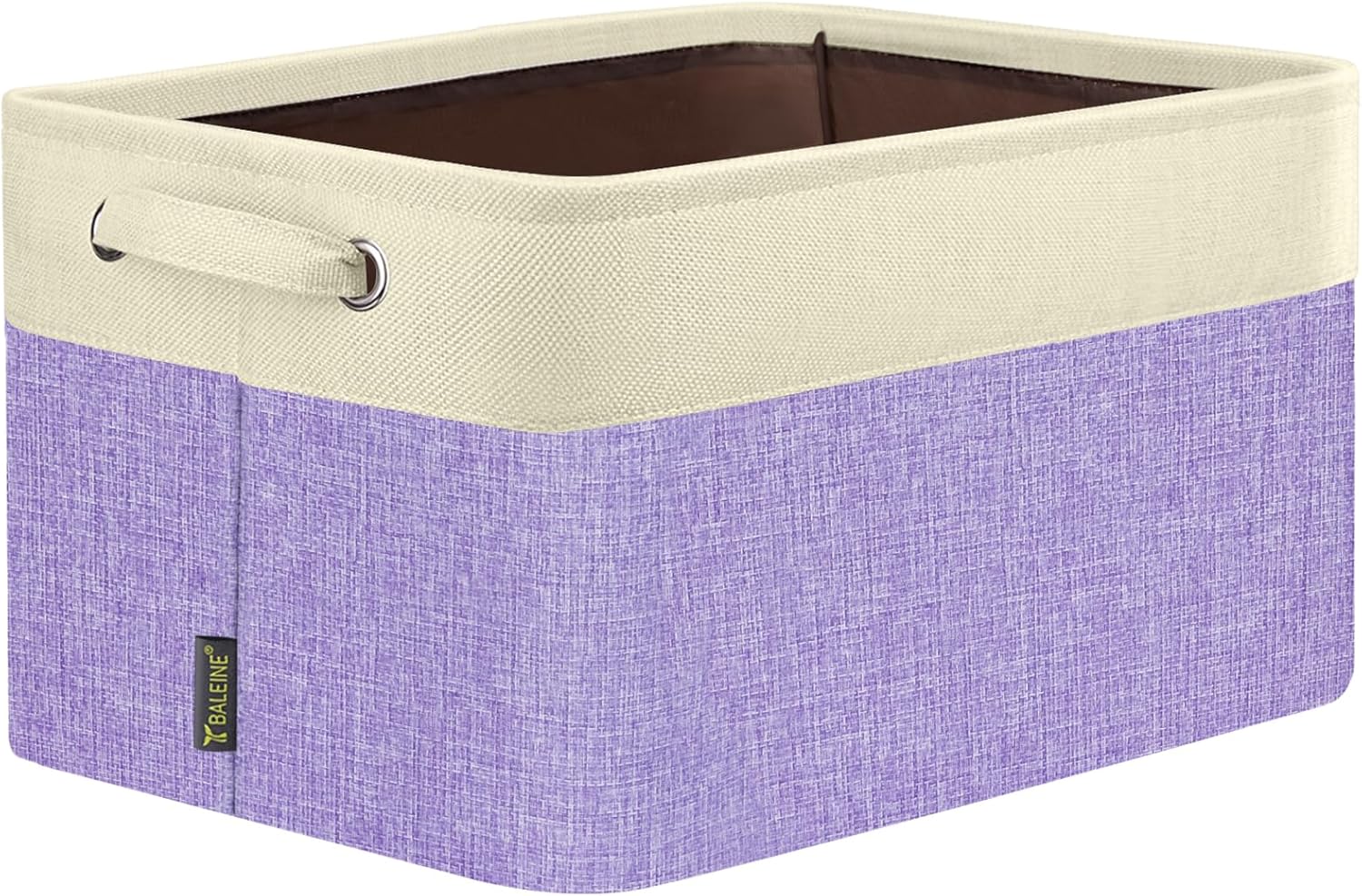 BALEINE 1 Pack Fabric Storage Bins for Shelves, Linen Storage Baskets for Organizing, Decorative Closet Bins for Clothes, Home (Lavender, 17''x13''x10.5'')