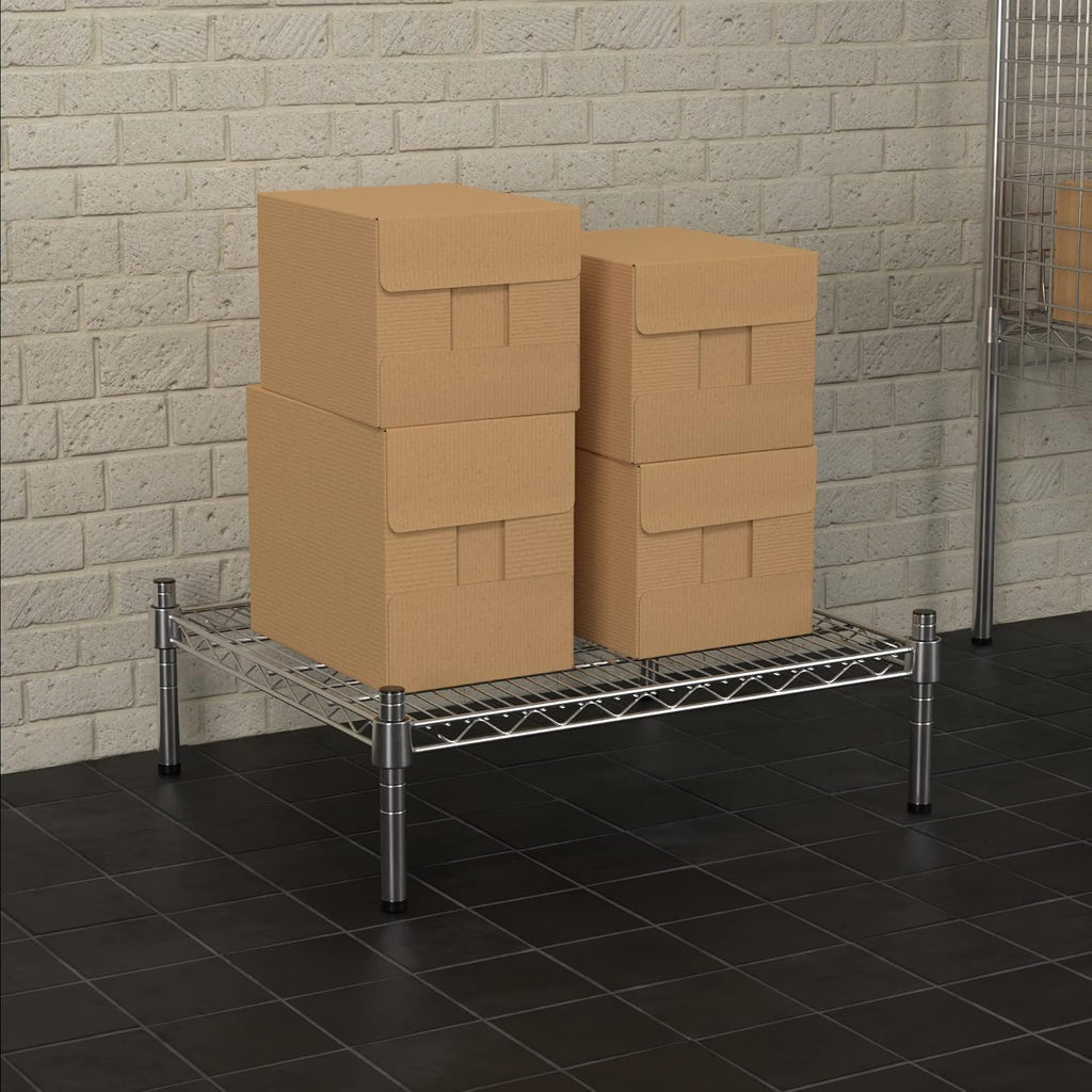 21" x 24" NSF Chrome Wire Stationary Dunnage Storage Rack with 8" Posts, Ideal for Commercial Kitchen, Home, Garage, Warehouse, Shelters