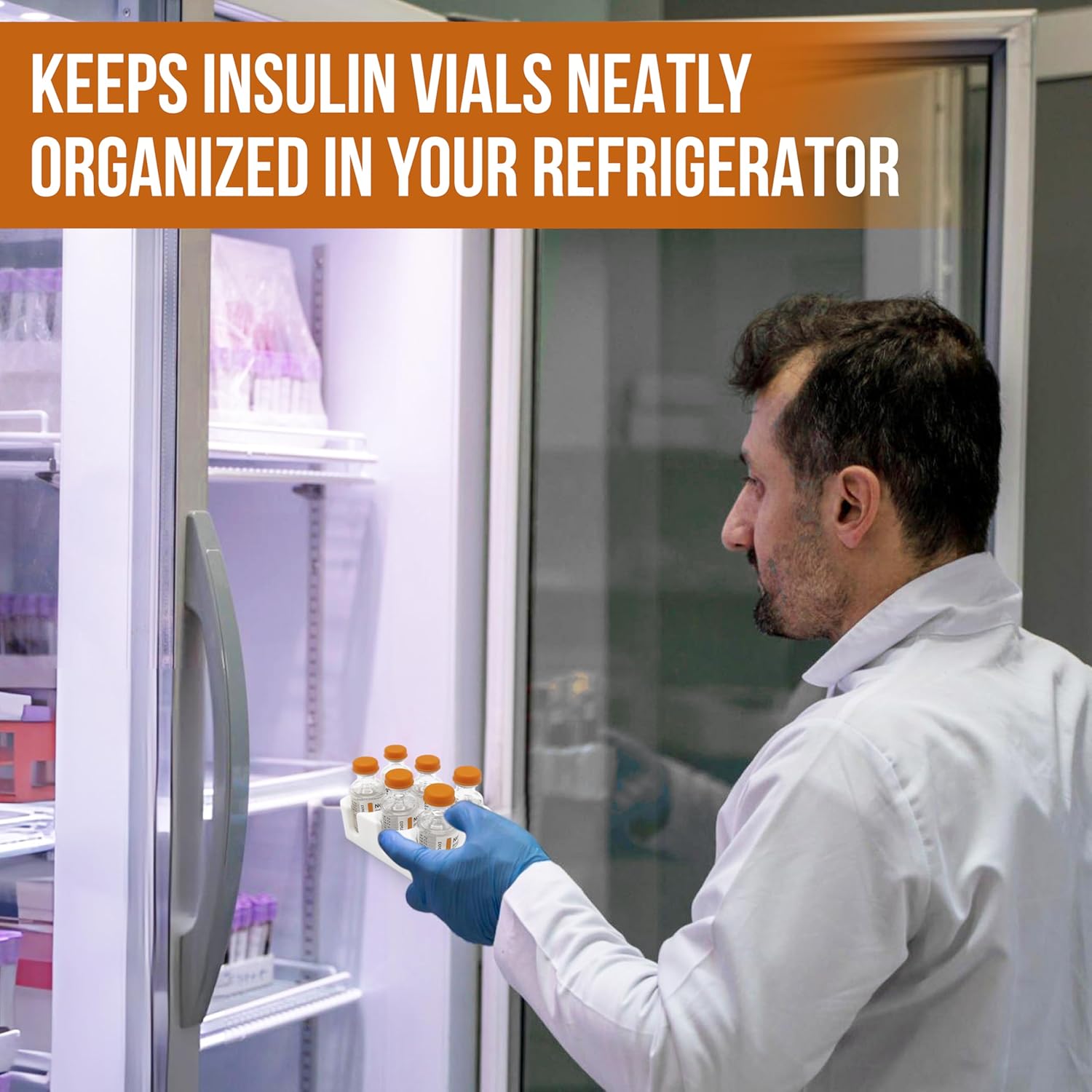 Insul-Grid: Insulin Vial Holder and Organizer for Refrigerator Storage, Diabetic Care and Space Saving, Holds 6 Standard 10 mL Vials for Insulin Like Novolog or Humalog, 23mm (0.9in) Diameter
