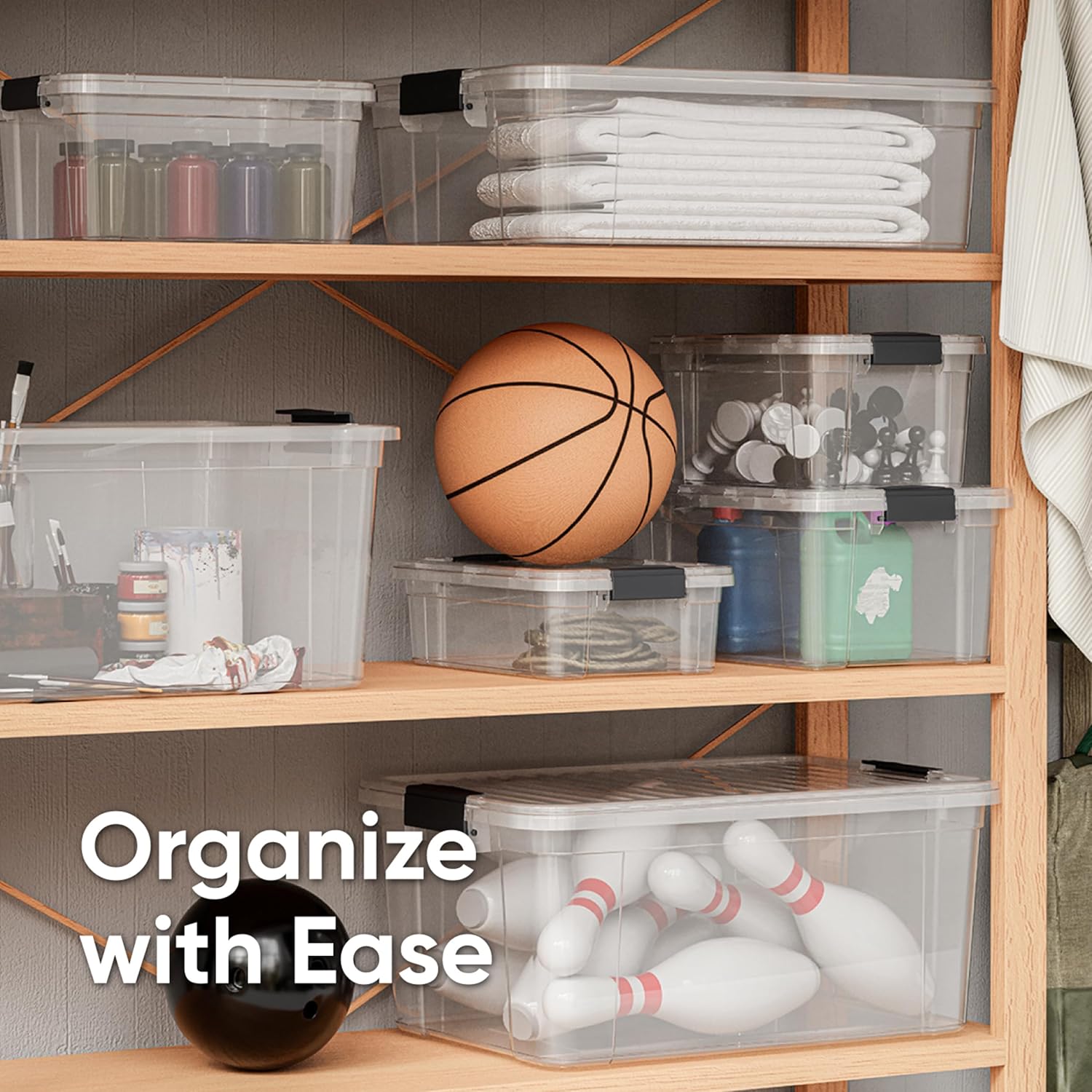 Superio Storage Bins with Lids- 8 Pack, 6.6 Qt Clear Boxes for Organizing, Stackable Plastic Containers- BPA Free, Non-Toxic, Odor Free, Organizer for Home, Office, Dorm