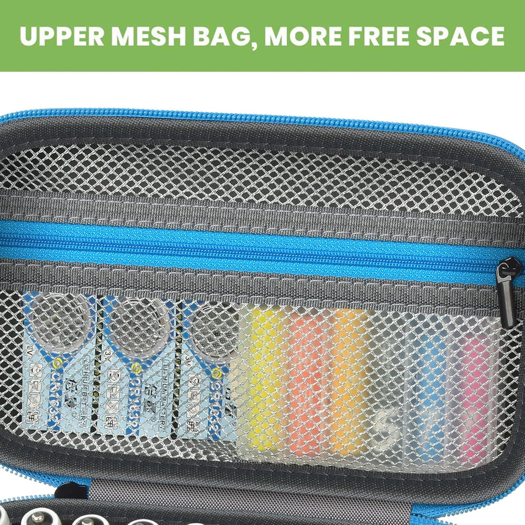 ALKOO Battery Organizer Storage Holder Case Box for 69+ Batteries AA AAA C Cell 9V 3V Lithium - No Tester Included (Blue)