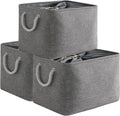 TheWarmHome Storage Basket for Organizing - 16x12x12 inch 3 Pack Fabric Storage Cubes, Cube Storage Bin for Shelves Closet Organizer Cloth Gift Toy (Grey)