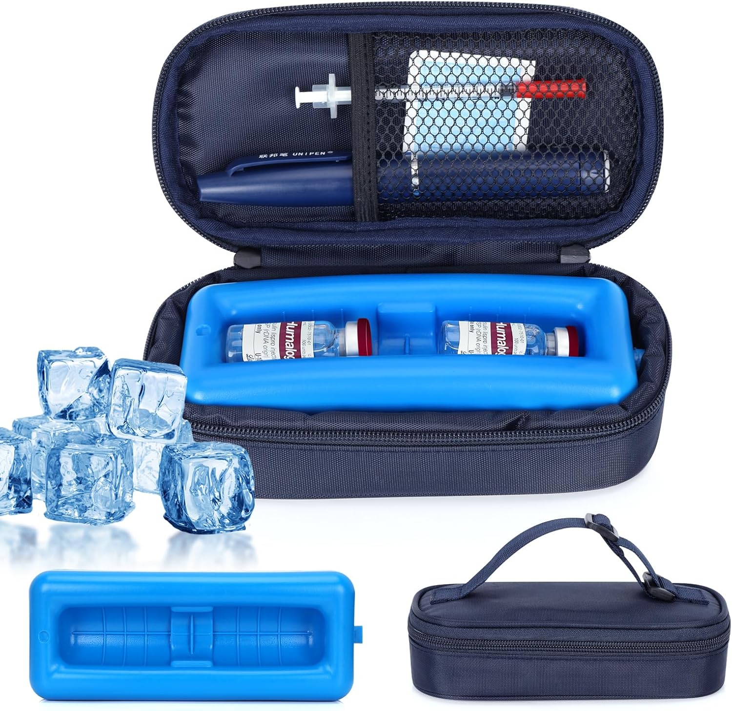 Insulin Vial Cooler Travel Case – Diabetic Travel Case TSA Approved, Medicine Cooler for Travel Tsa Approved, Portable Mini CoolerCase with Protective Ice Brick (blue)