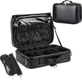 JOURMON Travel Makeup Train Case,Large Capacity Cosmetic Bags for Women,Portable Makeup Bag Organizer with Adjustable Dividers & Shoulder Strap (Crocodile Pattern Black,Medium)