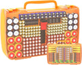 Battery Organizer Storage Holder Box Case with Tester- 269 Batteries Double-Sided Variety Pack, Holds AA AAA 4A C D Cell 9V 3V Lithium LR44 CR2 CR123 CR1632 18650 Button- Yellow (Box Only)