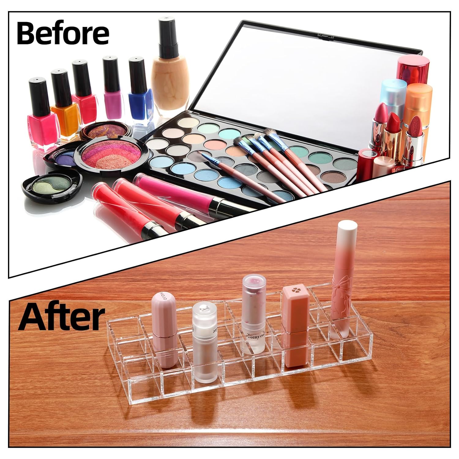 Kigley 3 Pcs Clear Lipstick Organizer Acrylic Lip Gloss Holder Cosmetic Storage Lipstick Display Case for Women Perfume Sample Drawer Brushes Bottles Birthday Gift(24 Grid)