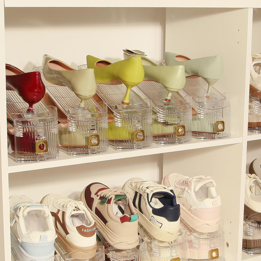 10 Pack Shoe Slots Organizer, Shoe Stackers Organizer for Closet Adjustable Shoe Holder Space Saver 50% Shoes Racks for Closet Organization