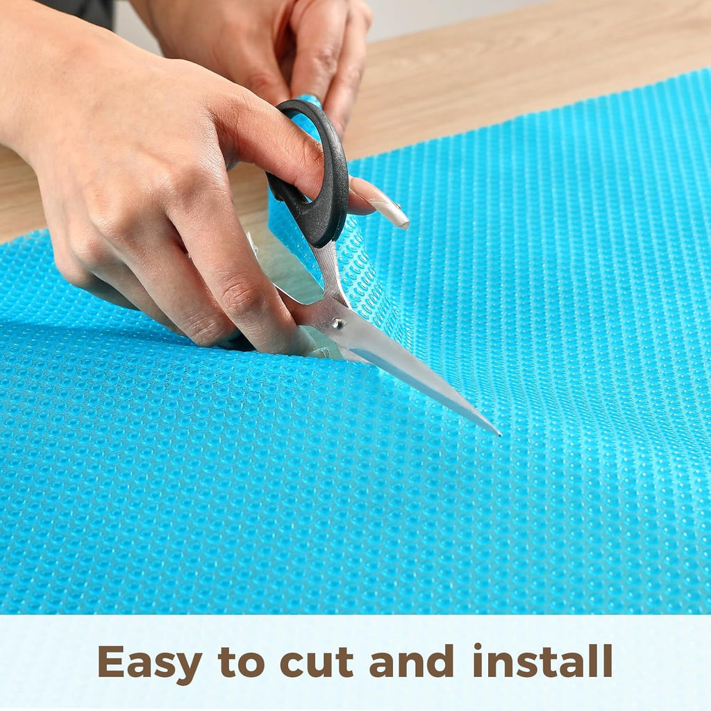 100% EVA Shelf Liner for Kitchen Cabinet, 12" x 240" Drawer Liners Non Adhesive Non Slip Waterproof Plastic Paper, Dresser Pantry Bathroom Refrigerator Protector, Blue