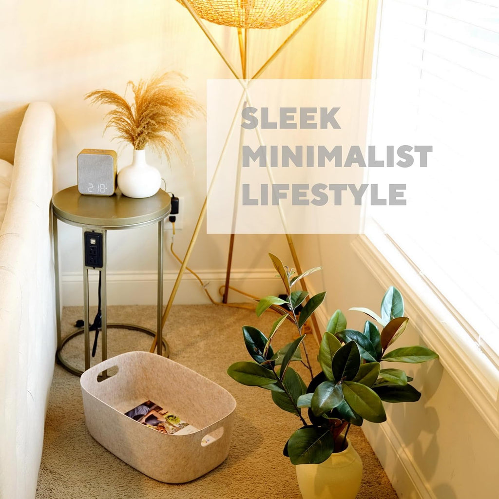 Welaxy Large Storage Basket Felt Open Desk Organize bin Shelf baskets with handles light weight carry for Magazines Books Junk Kids Toys Pet toy Clothes Laundry (Oatmeal)