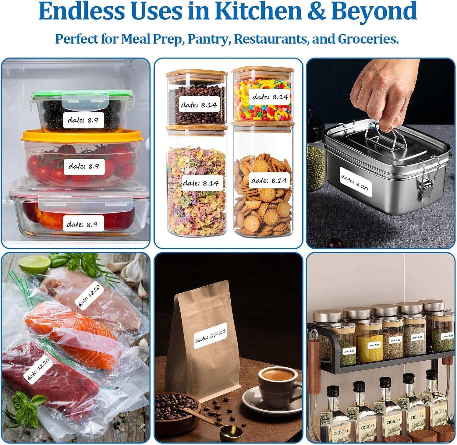 1000 Pack Blank Removable Freezer Labels Food Labels for Containers, Pantry Organization Waterproof, Write-On Freezer Labels for Kitchen, Restaurant & Grocery （1 * 2 Inch）