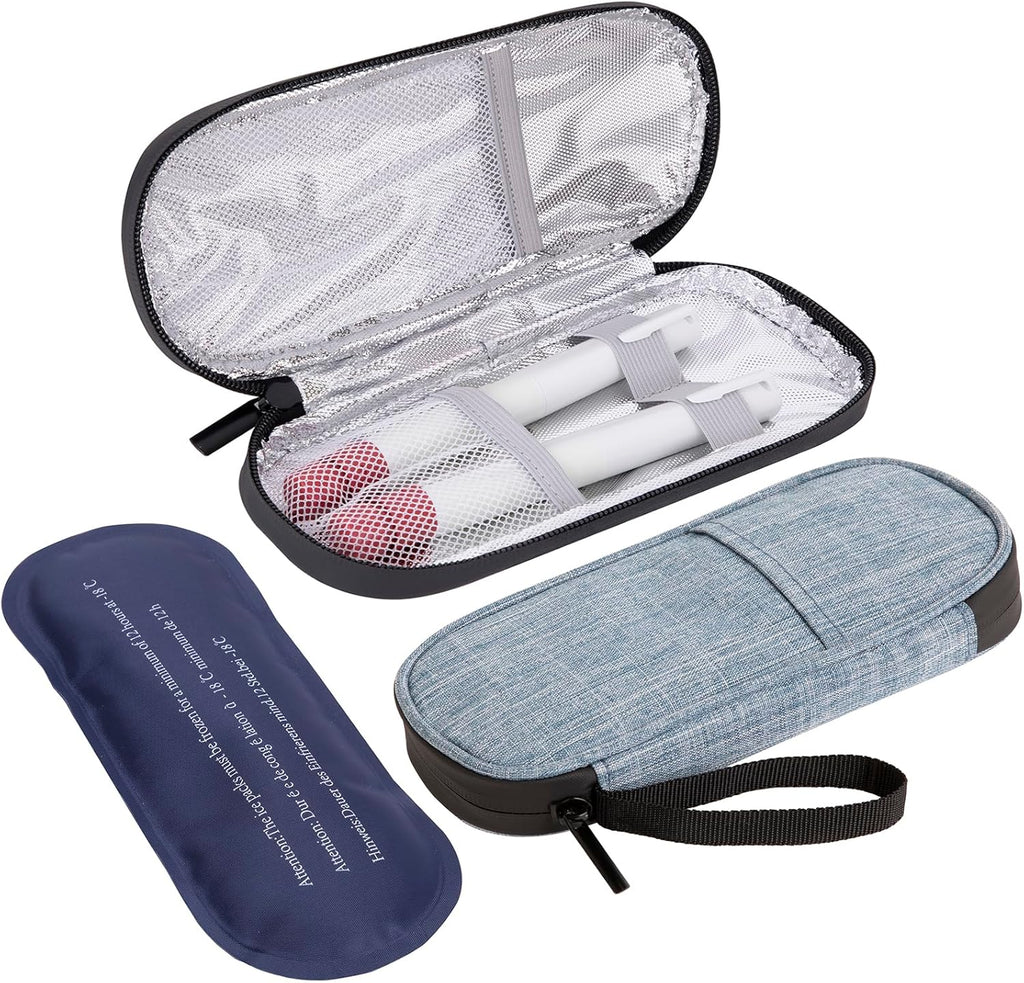 Insulin Cooler Travel Case with 90g TSA Approved Ice Packs – Insulated Diabetic Medication Bag for Insulin Pens & Supplies – Compact & Waterproof for Daily Use & Travel