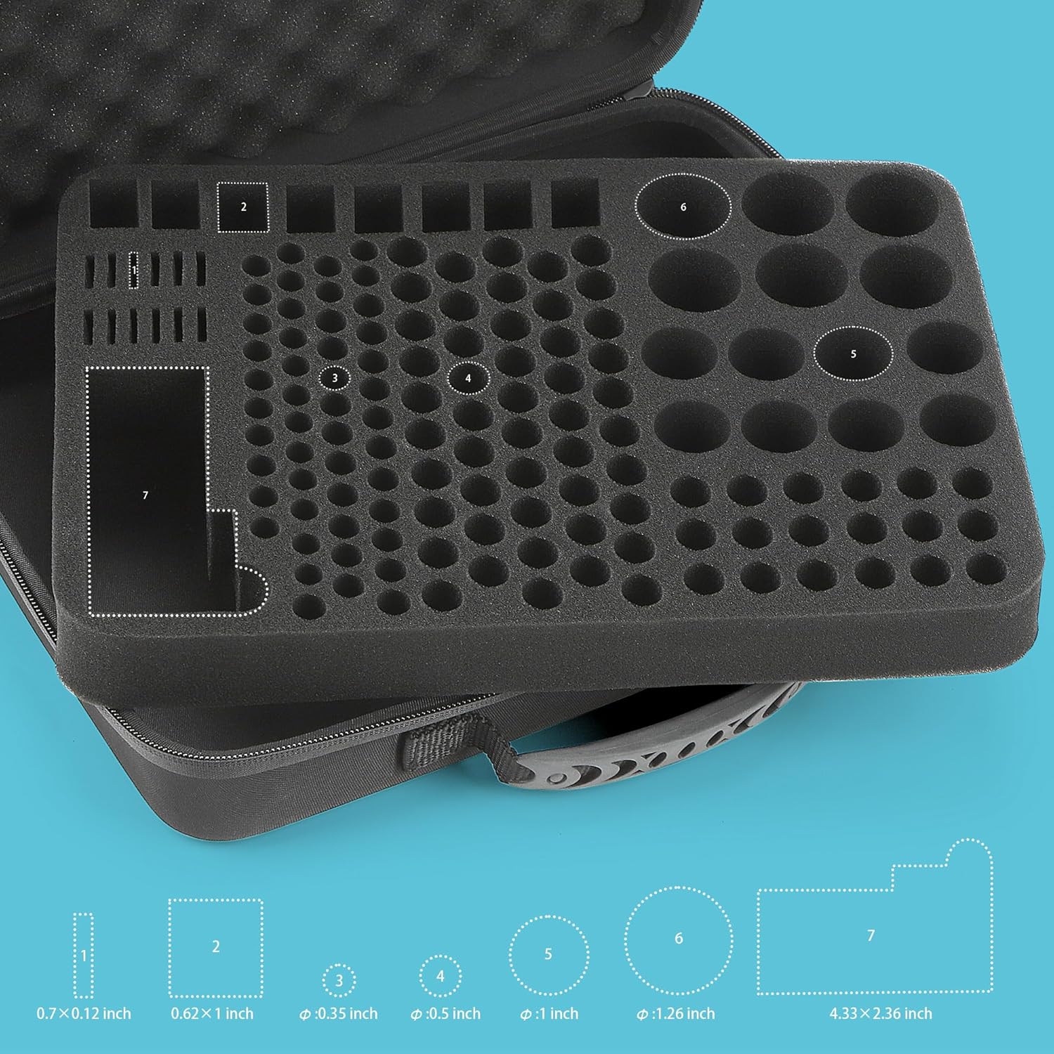 MOSLA Waterproof Battery Organizer Storage Case with Tester BT-168 - AA, AAA, C, D, 9V(Blue&Black)