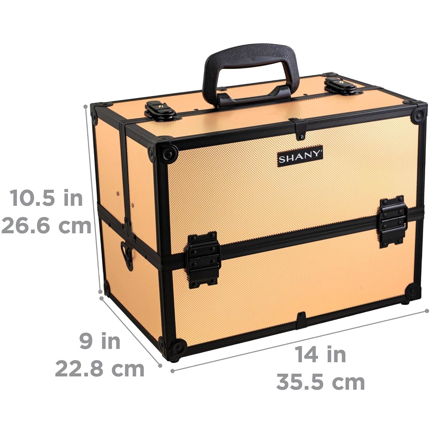 SHANY Essential Pro Makeup Train Case Cosmetic Box Portable Makeup Case Cosmetics Beauty Organizer Jewelry storage with Locks, Multi Compartments Makeup Box and Shoulder Strap - Black Rose