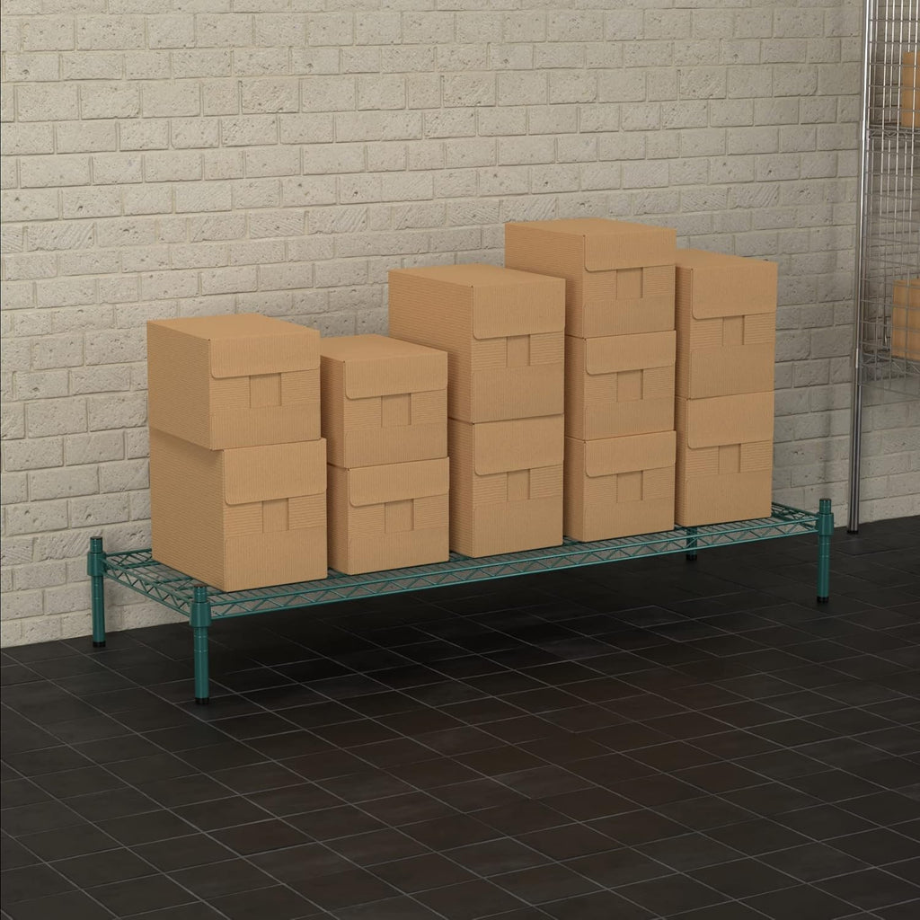 18" x 54" NSF Green Wire Stationary Dunnage Storage Rack with 8" Posts Ideal for Commercial Kitchen Home Garage Warehouse Shelters