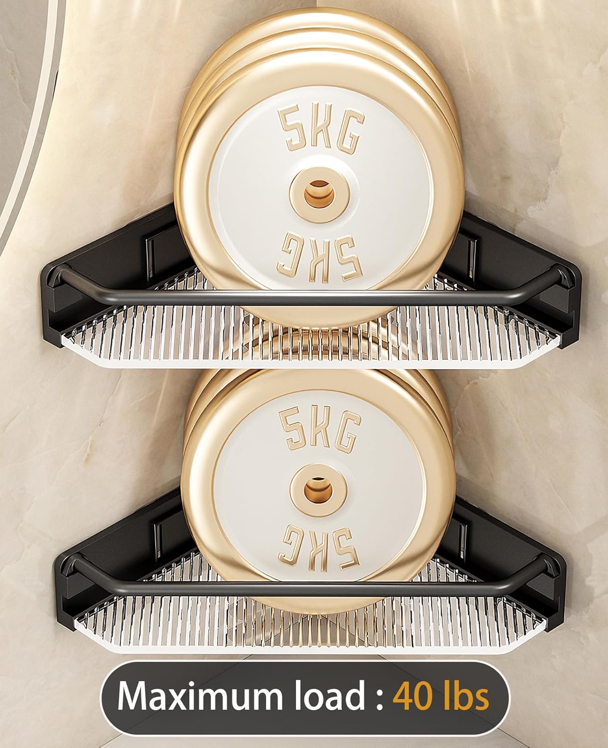 Corner Shower Caddy, 4 Pack Adhesive Bathroom Shelves，Acrylic Shower Shelf Rack, No Drilling Bathroom Organizers and Storage Racks,Black (4 Pack)