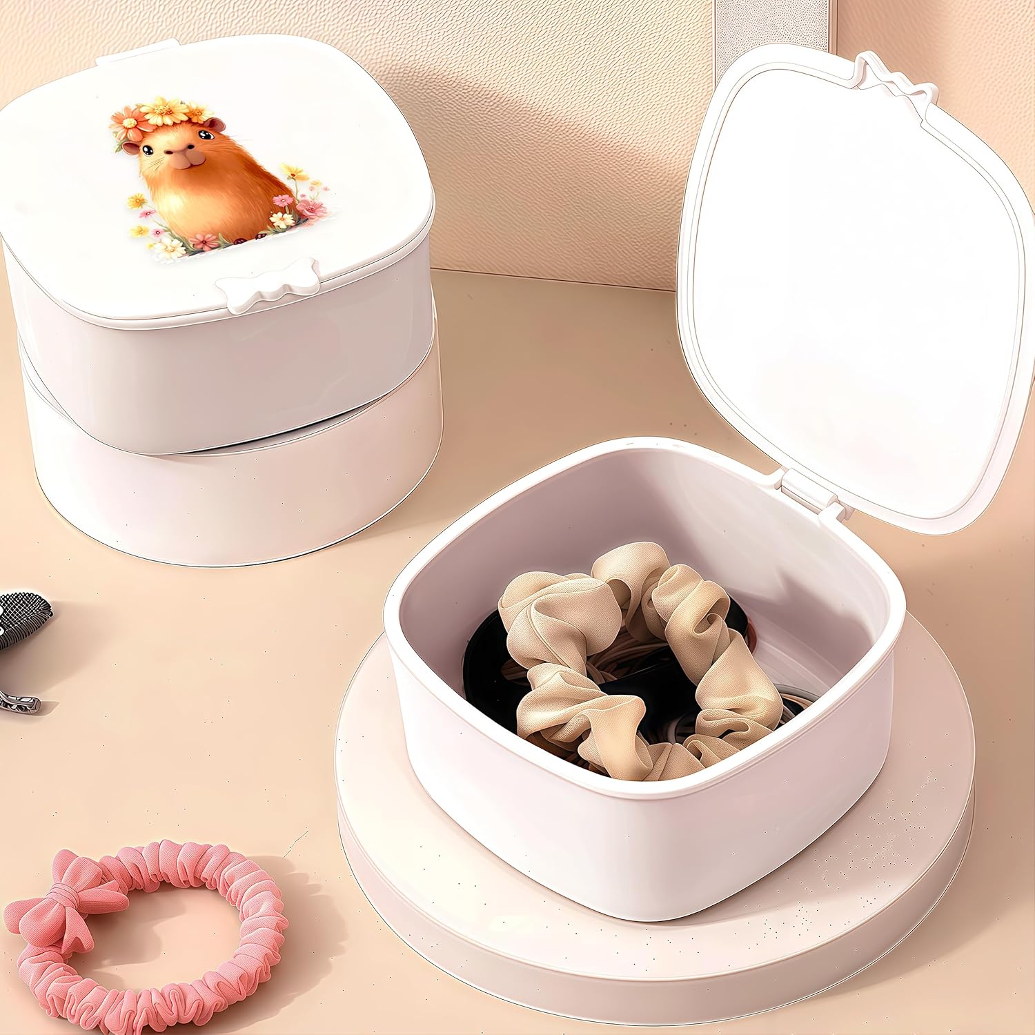 Small Hair Accessories Organizer Box For Girls Kids Teens Women, Hair clips/Ties/bands/pins/barrettes/scrunchies Organizer and Storage! (Capybara)