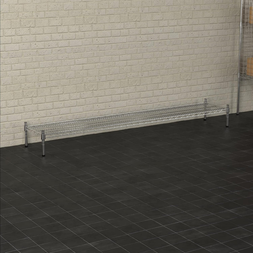 14" x 72" NSF Chrome Wire Stationary Dunnage Storage Rack with 8" Posts, Ideal for Commercial Kitchen, Home, Garage, Warehouse, Shelters