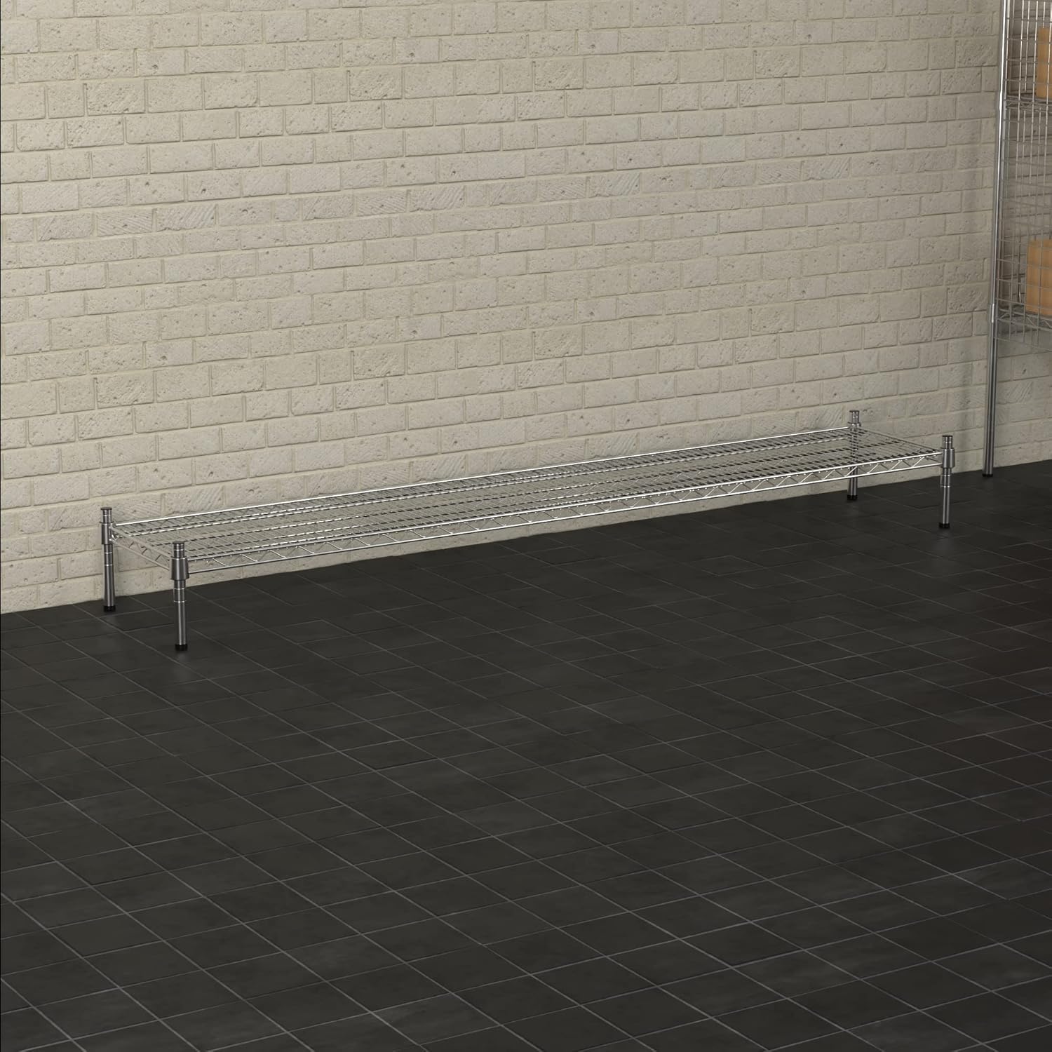 14" x 72" NSF Chrome Wire Stationary Dunnage Storage Rack with 8" Posts, Ideal for Commercial Kitchen, Home, Garage, Warehouse, Shelters