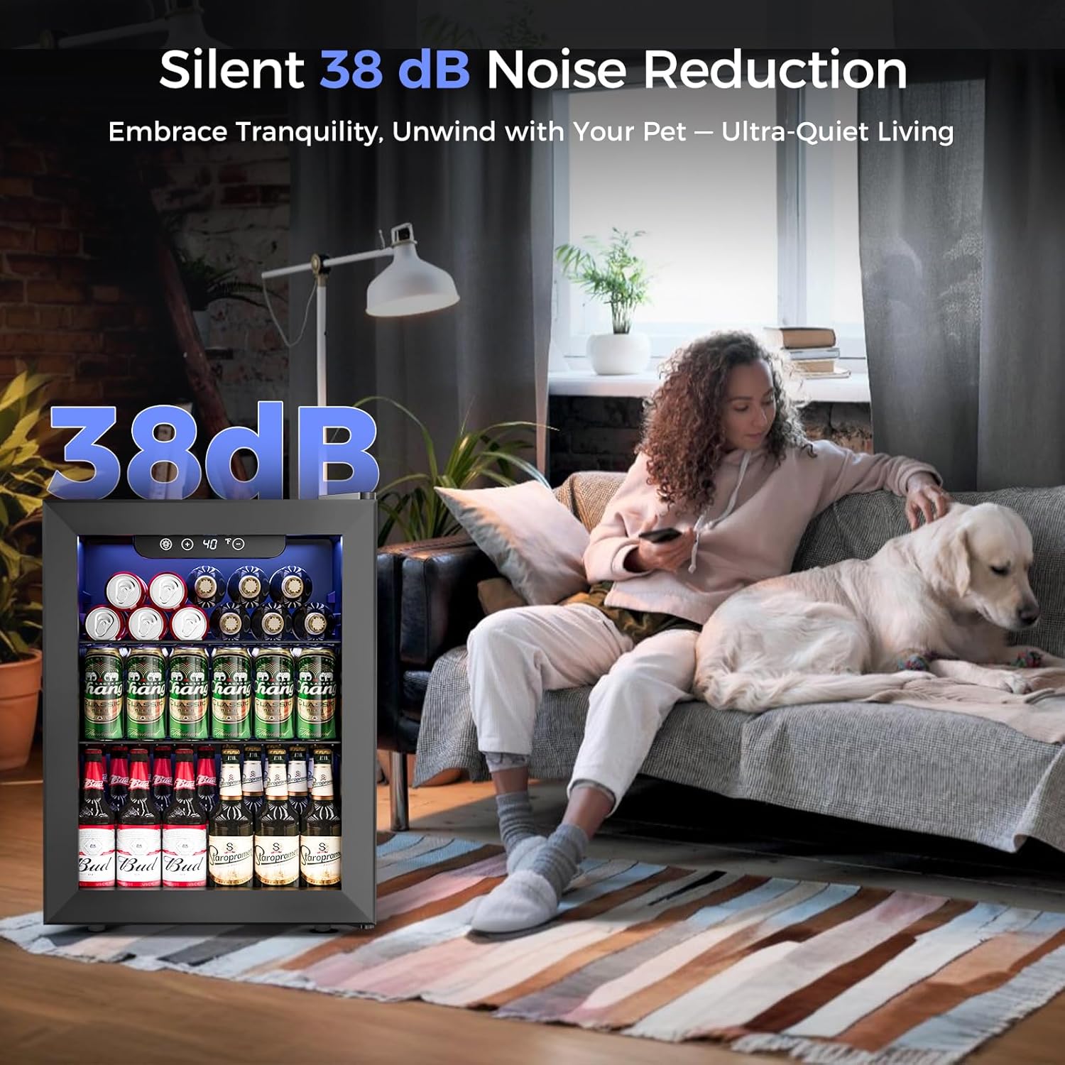 1.7 Cu.Ft Beverage Refrigerator Cooler - 68 Can Mini Fridge Glass Door for Drink Soda Beer Wine - Small Refrigerator for Bedroom Office Home Dorm Bar, Black