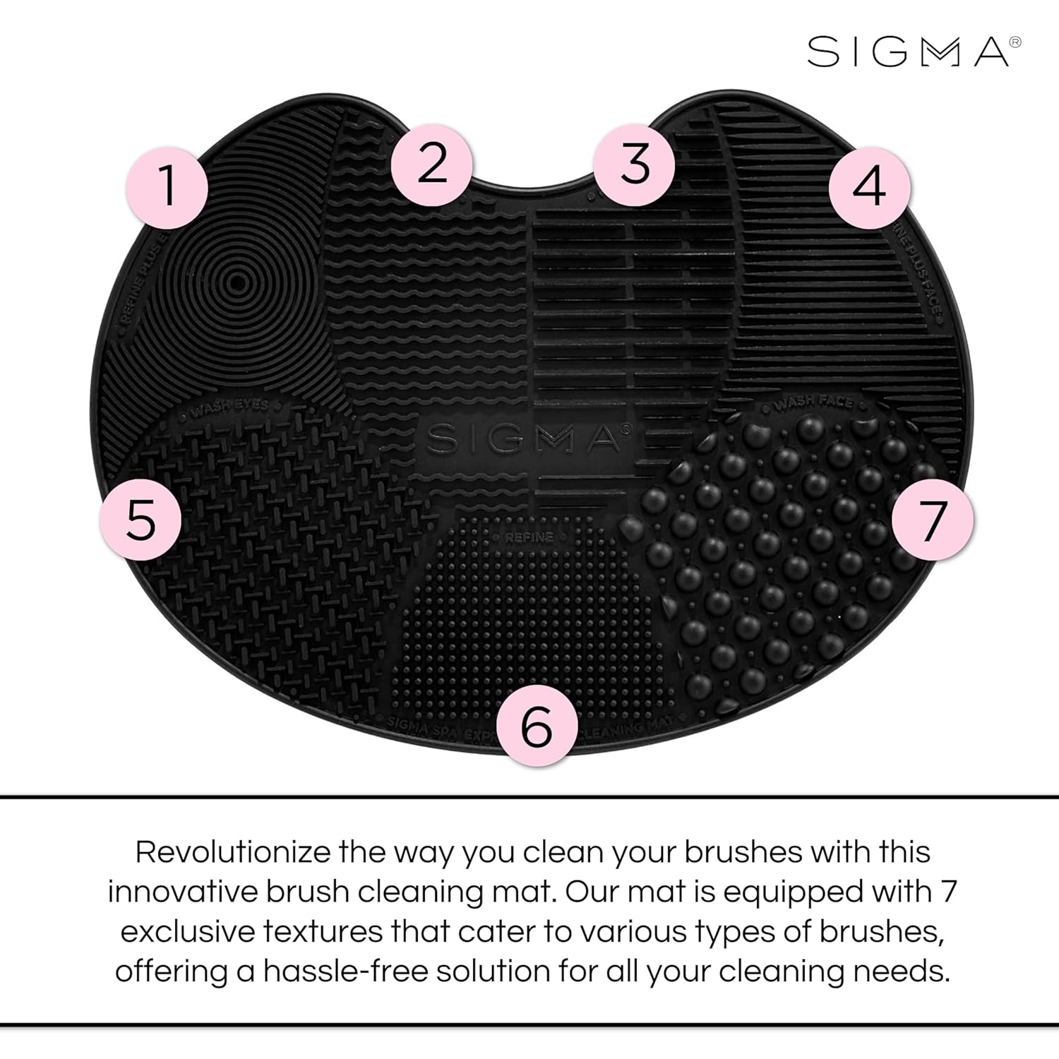Sigma Beauty Makeup Brush Cleaner Mat – Sigma Spa Express Silicone Makeup Brush Cleaning Mat with Suction Cups for Cleaning Makeup Brushes, Compact Design Fit for Any Travel Makeup Kit (Black)