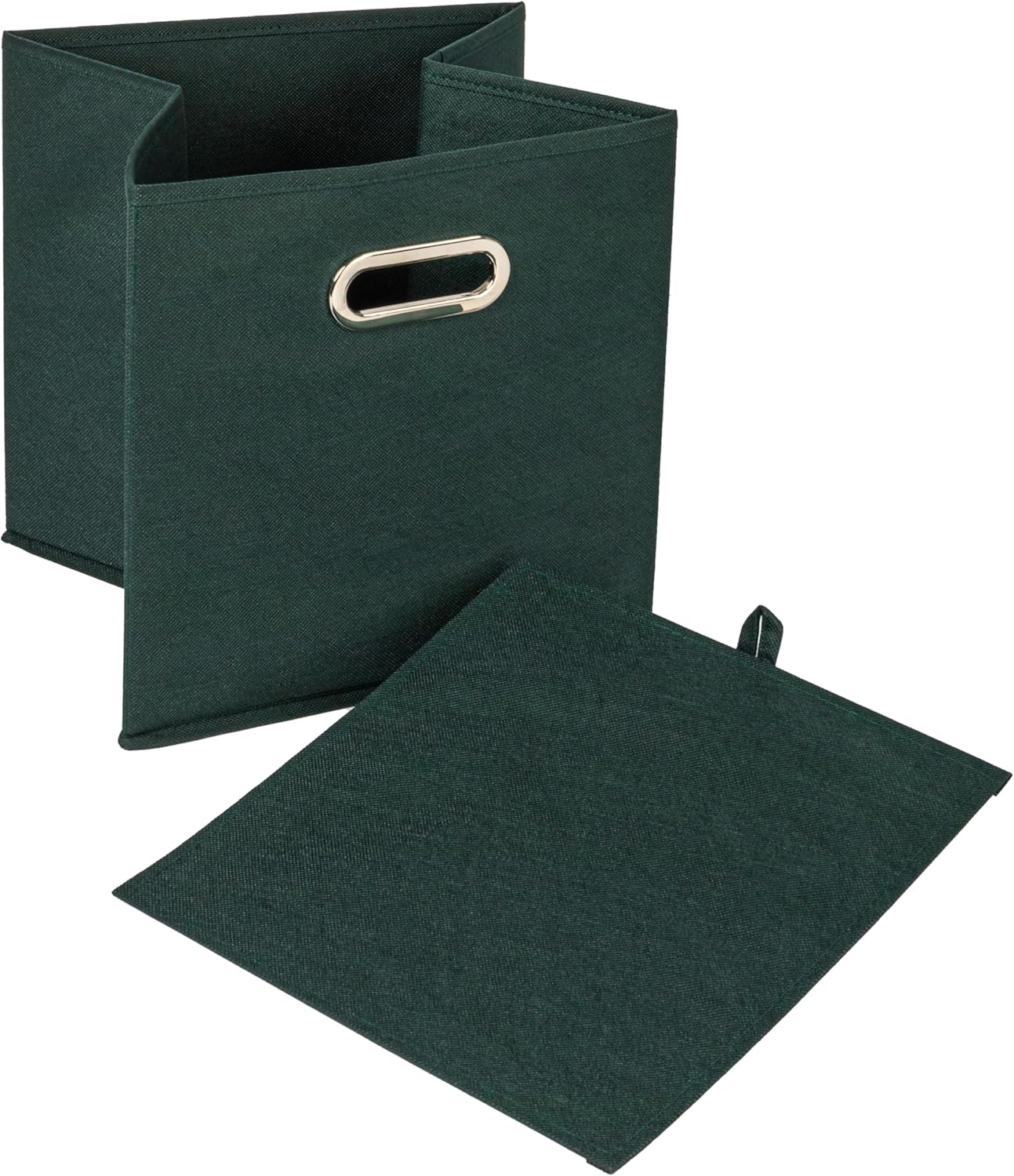 Household Essentials Foldable Fabric Storage Cubes 36-Pack – 11x11x11 Stackable Non-Woven Bins with Chipboard Sides & Grommet Handles – Closet, Shelf, Nursery, or Office Organizer – Dark Green