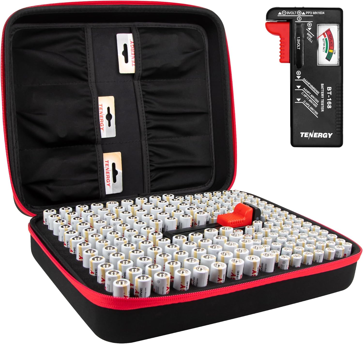 Tenergy Alkaline Batteries & Storage Case, 100xAAs 100xAAA Batteries and Battery Organizer Case